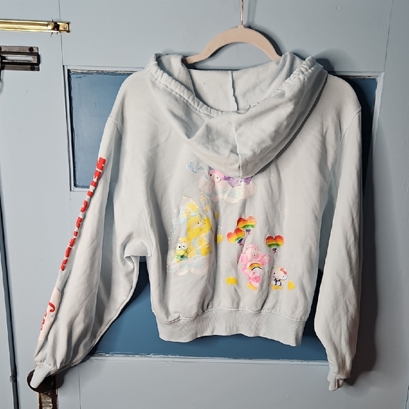 Sanrio Hello Kitty & Care Bear Light Blue Hoodie with Rainbow Accents Small - Picture 8 of 12